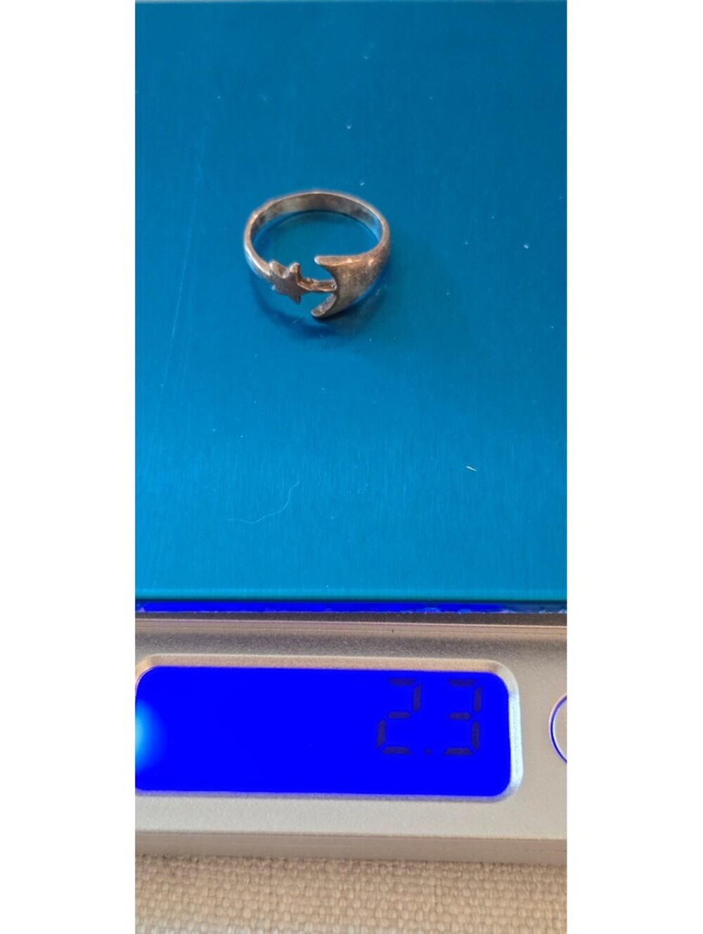 925 Sterling Silver Crescent Moon & Star Celestial Ring - Picture 8 of 8